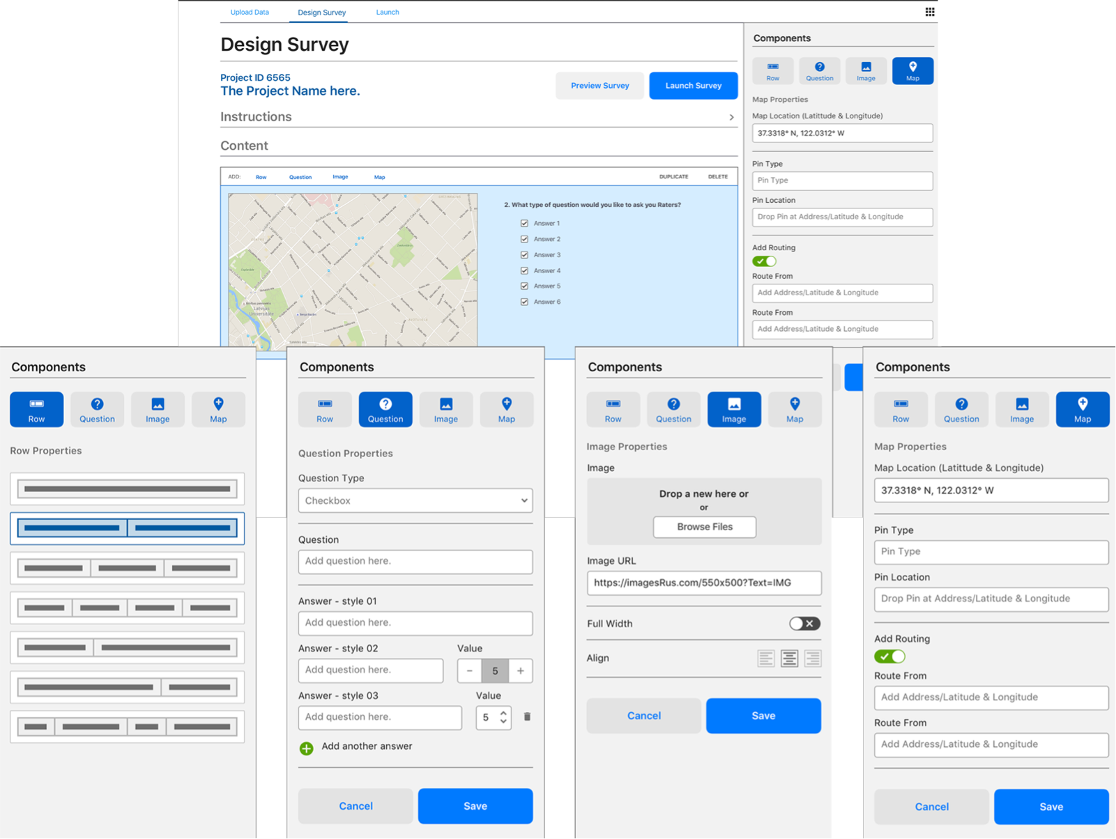 Apple Maps data upload and design survey workflow screens