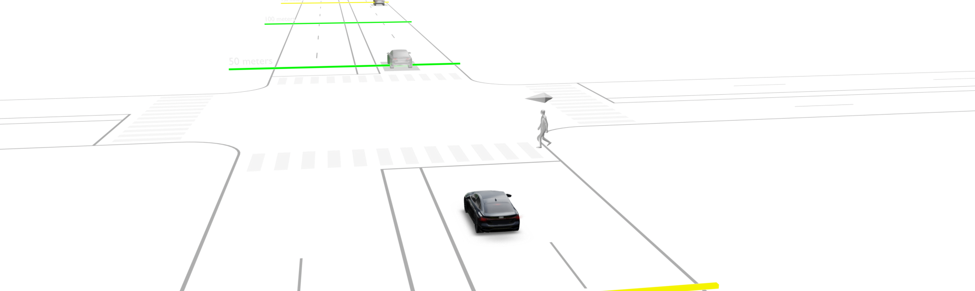 Audi ADAS lane and pedestrian feedback